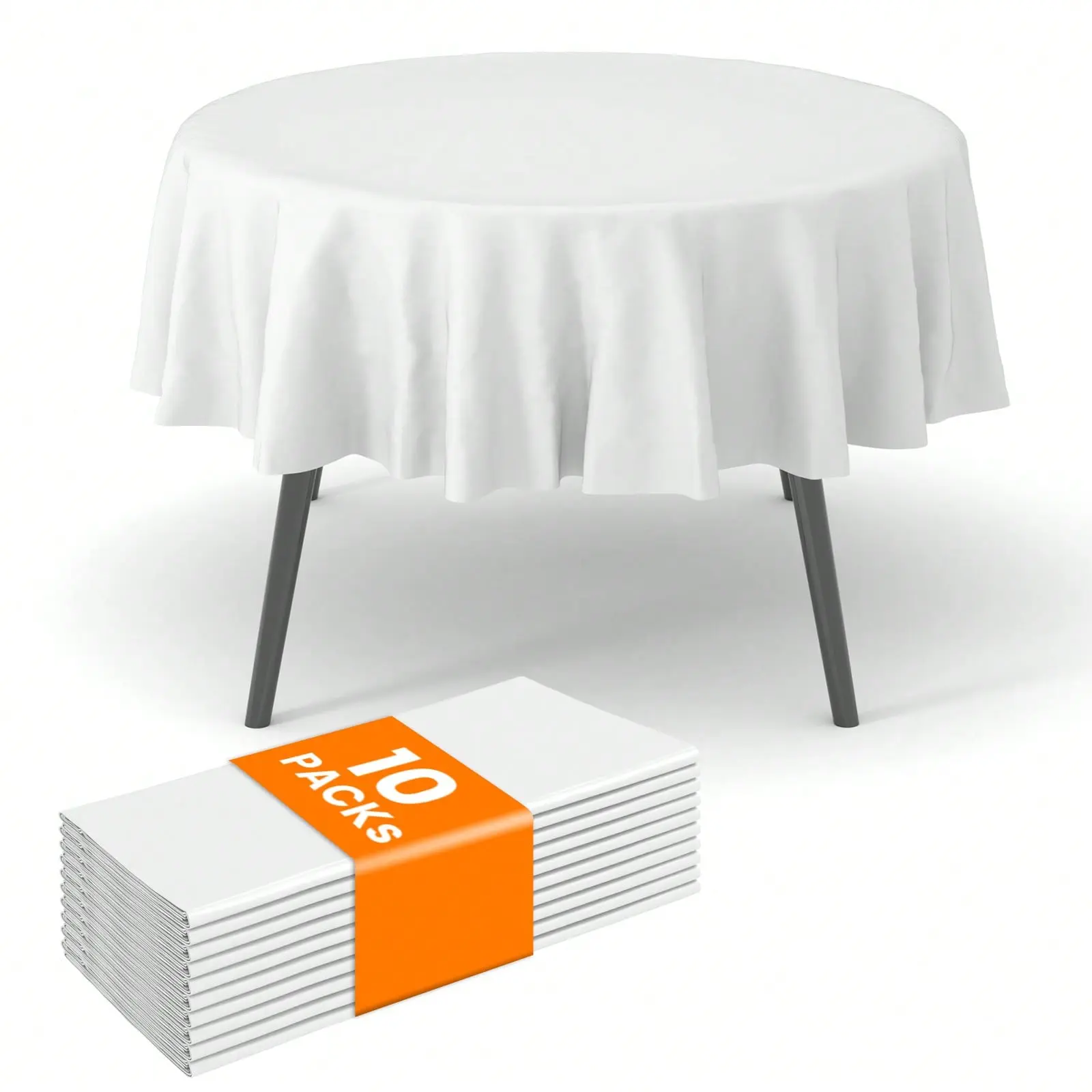 Superlele 10pcs High-Quality Plastic Tablecloths 84 Inches,Round Plastic Table Cover, Disposable Tablecloths, Suitable For Weddings, Holiday Parties, Family Gatherings, Halloween