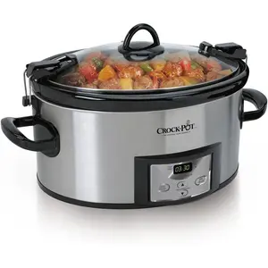 6 quart cook carry programmable slow cooker with digital timer stainless steel cpscvc60lls ideal for portable cooking