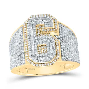 1 5/8Ctw-Dia P1 Number "6" Men's Ring (9.48 grams)