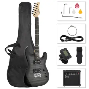39in Full Size Beginner Electric Guitar Starter Kit for Adults, SSS Pickup Guitarra Electrica with Tremolo Bridge, Lightweight Matte Finish, Amplifier, Strings, Gig Bag, Strap, Birthday Gift Option