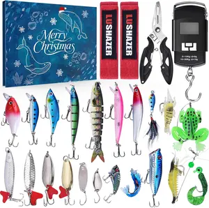 Fishing Advent Calendar 2025, 24 Days Christmas Countdown Advent Calendar with Fishing Lures Set & Tools, Christmas Gifts for Adult Men Teen Boys Him Surprise