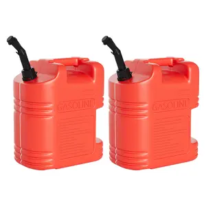 5 Gallon Gas Can, 2x Pack with Level Gauge & Air Release Valve, Heavy-Duty No-Spill Liquid Container for Safe Storage & Transport, Utility Storage Pail 15.4x7.1x11 Inch 5 Gallon Gas Can, 2x Pack