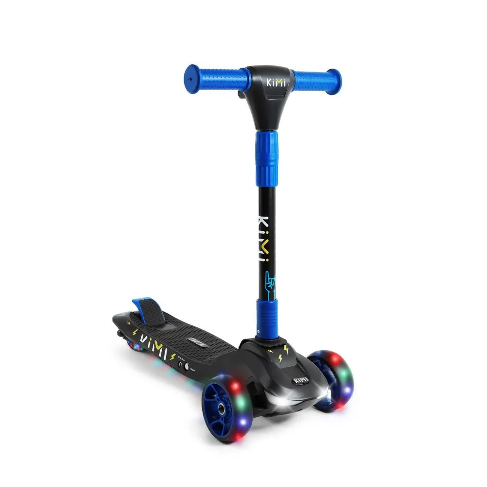 KIMI Kids Electric Scooter Light-Up Wheels Blue Lean-to-Steer 5 mph 3-9 Years
