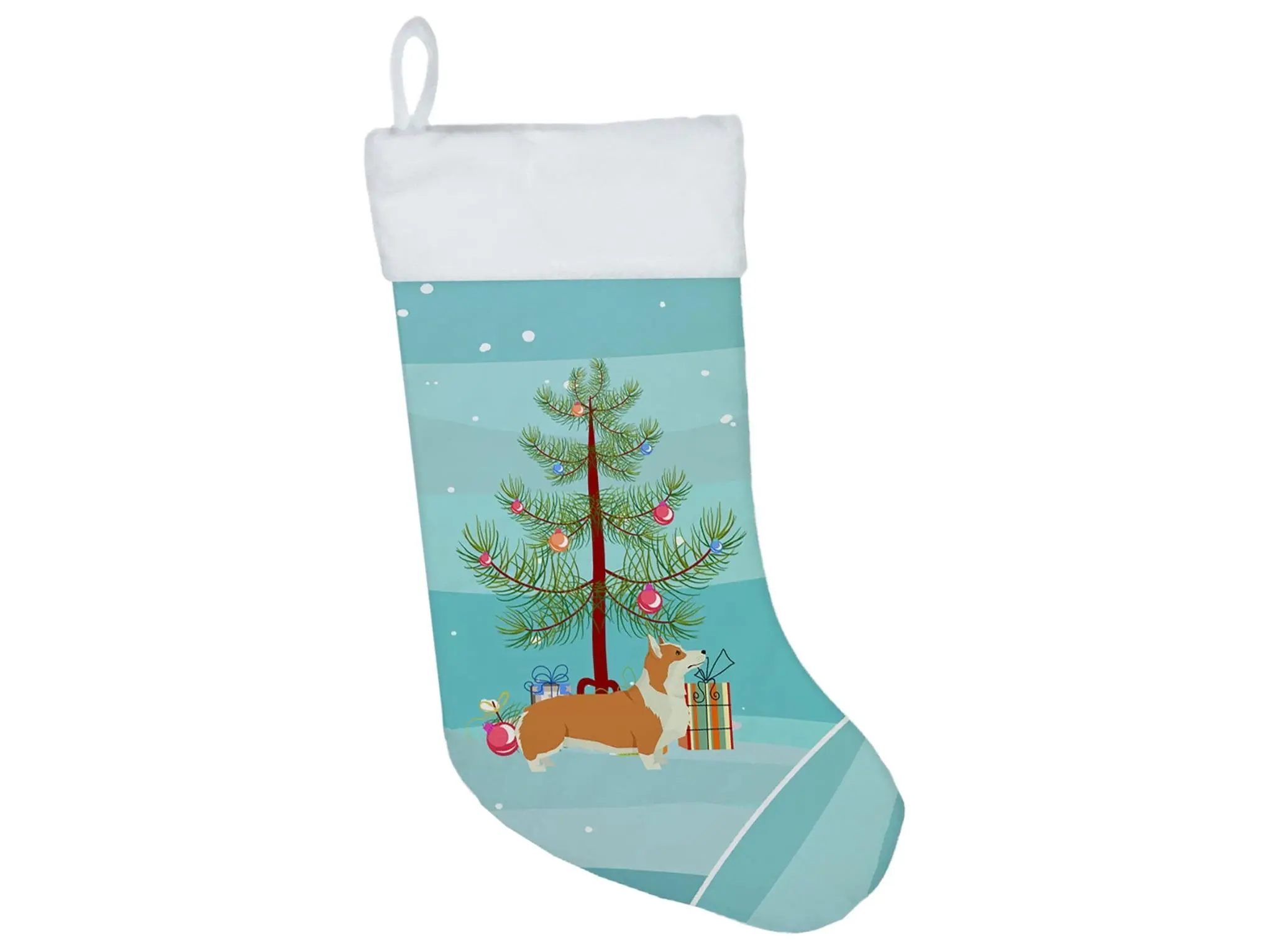 Pembroke Corgi Suede 1-Piece Christmas Stocking, 11x18" Classic Christmas Decor for Home Holiday Decorating & Festive Party Supplies