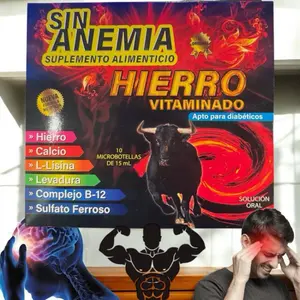 Sin Anemia Hierro Dietary Supplement - 10 Single Doses of 15 mL for Healthcare and Edible Fitness - Vitamin