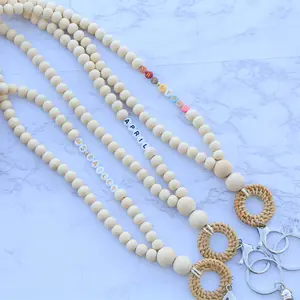 Rattan Wood bead teacher Lanyard