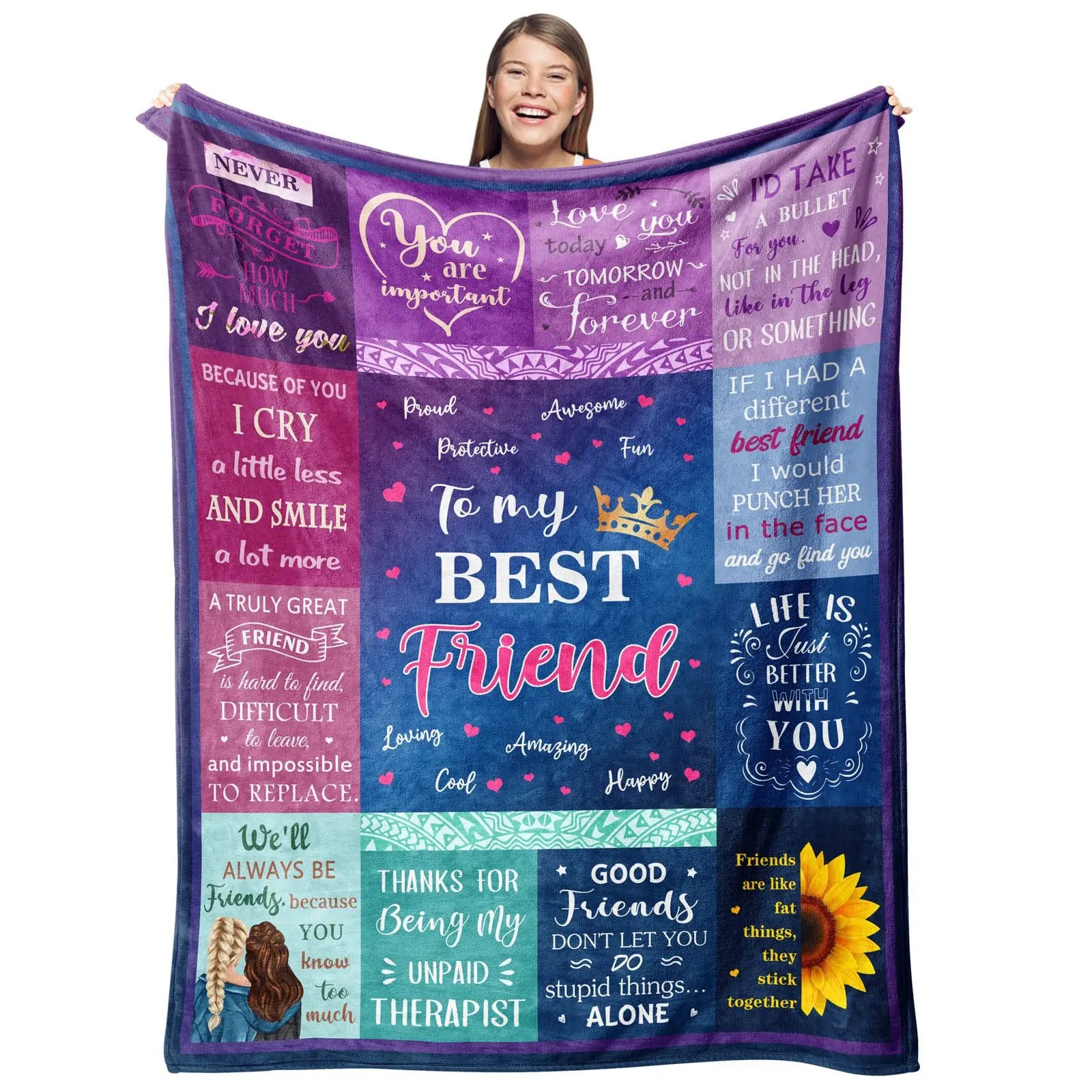 Customized Letters Durable Blanket - 152Cm×127Cm（50X60in）) - Family & Women's Best Friend Birthday Gift