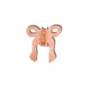 Solar Eclipse Hand-Painted Coquette Bow Claw Clip in Pink