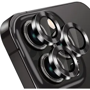 Compatible with  14 Pro / 14 Pro Max Camera Lens Protector, Anti-Scratch Lens Cover 9H Tempered Glass Metal Camera Screen Protector Shockproof Camera Ring - 3 count Black