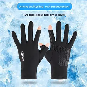 Anti-Skid Performance Sports Gloves - Ice Silk, Silky, Quick-Drying, Breathable, Sunscreen for Driving, Fishing; Includes Biker, Racing, Spinning Sports Gloves
