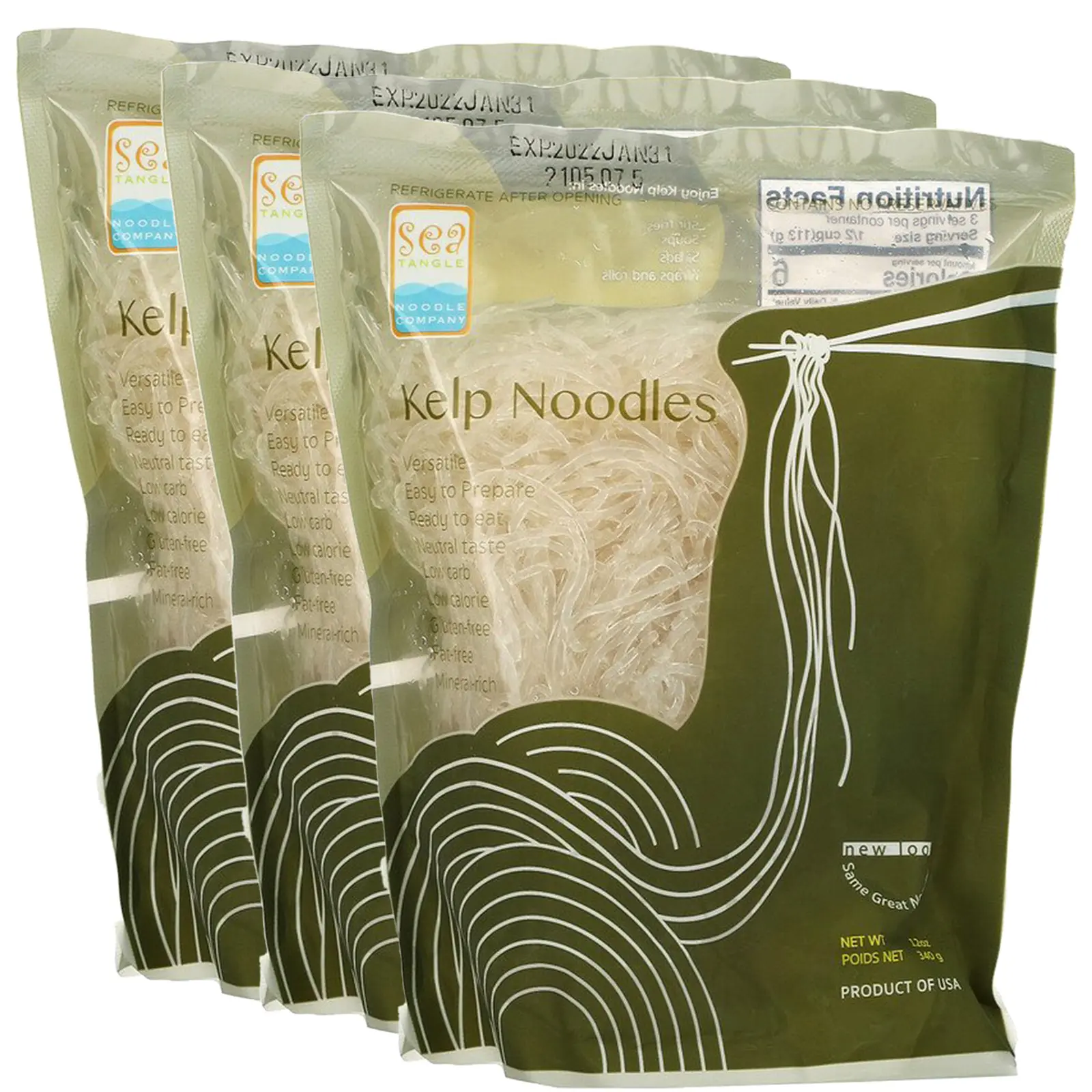 Sea Tangle Noodle Company, (3 Pack) Kelp Noodles, 12 oz (340 g)