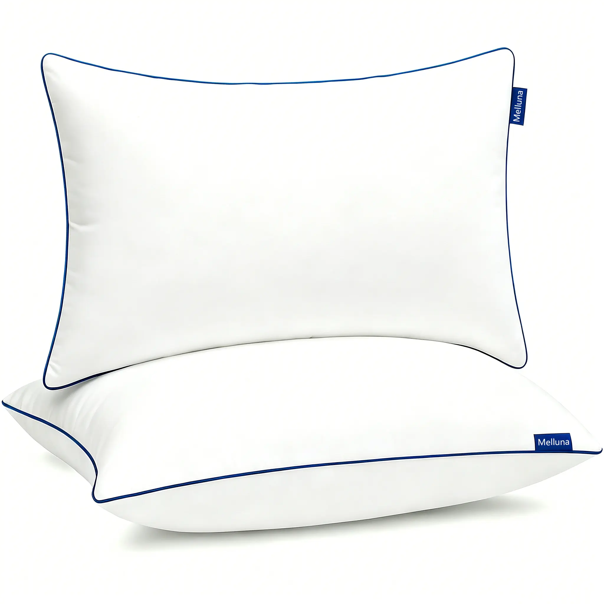 Luxury Gusseted Microfibre Bed Pillows - Skin-Friendly Plush Soft, Breathable Never-Flat Filling, Machine Washable White Bedding for Side Sleepers with Hotel Sleep Support