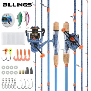 BILLINGS LR Fishing Rod and Reel Combo, 4-Piece Carbon Fiber Spinning/Casting Rod, ML Power, 5.2:1/6.3:1 Gear Ratio Reel with 4+1BB, Camo Design, 100M Line & Baits, Freshwater & Saltwater Fishing Kit for Beginners