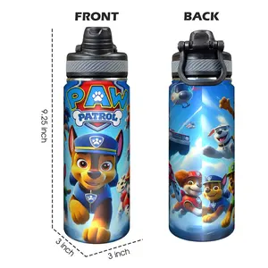 Paw Patrol 18oz Stainless Steel Tumbler Double Wall Vacuum Insulated Water Bottle with Leak-Proof Lid Vintage Cartoon Design for Outdoor Office Travel & Holiday Gifts