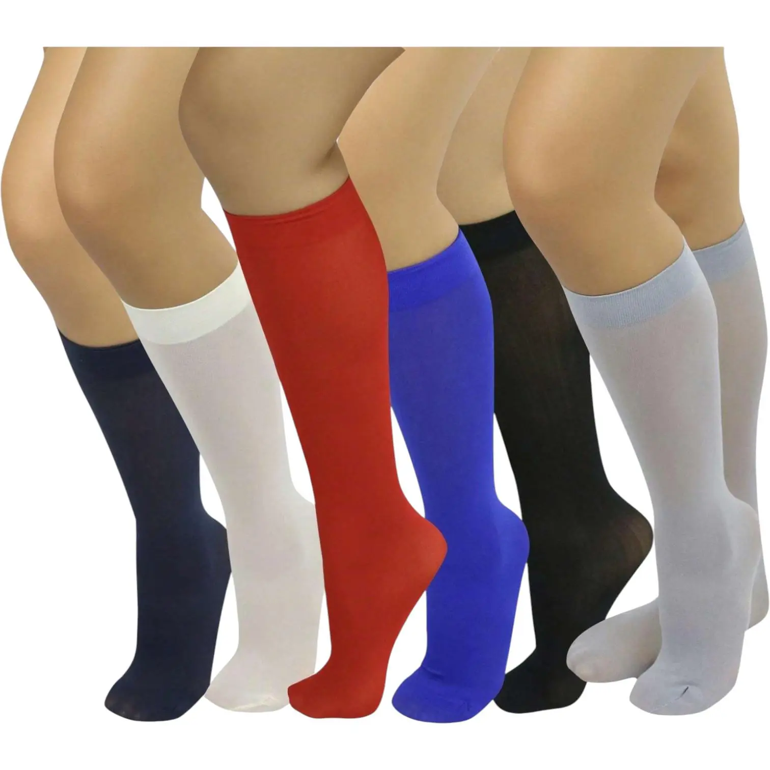 ToBeInStyle Women's 6-Pack Basic Full-Length Sheer Pantyhose Tights W/ Reinforced Toe Womenswear Fits Socks Spandex