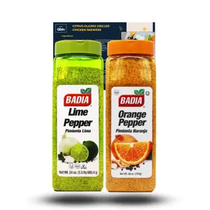 Badia Lime & Orange Pepper Bundle - 24oz - QBIN Recipe Card - Variety Pack of 2 Spice Flavor Vegetable
