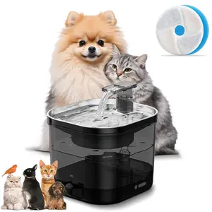 cat water dispenser,Includes 4PCS Replacement Filters,Stainless Steel 2L Pet Fountain with 5000mAh Rechargeable Battery, Motion Sensor, Quiet Pump, 4-Stage Filtration