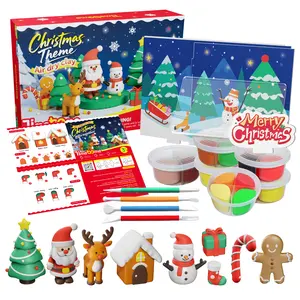 TIMETOME Christmas Theme Air Dry Clay Kits for Kids Ultra Light Soft Safe Non Toxic DIY Sculpting Tools Tutorials Creatible Art Crafts Toys Gifts Blackfriday Christmas - Colorful