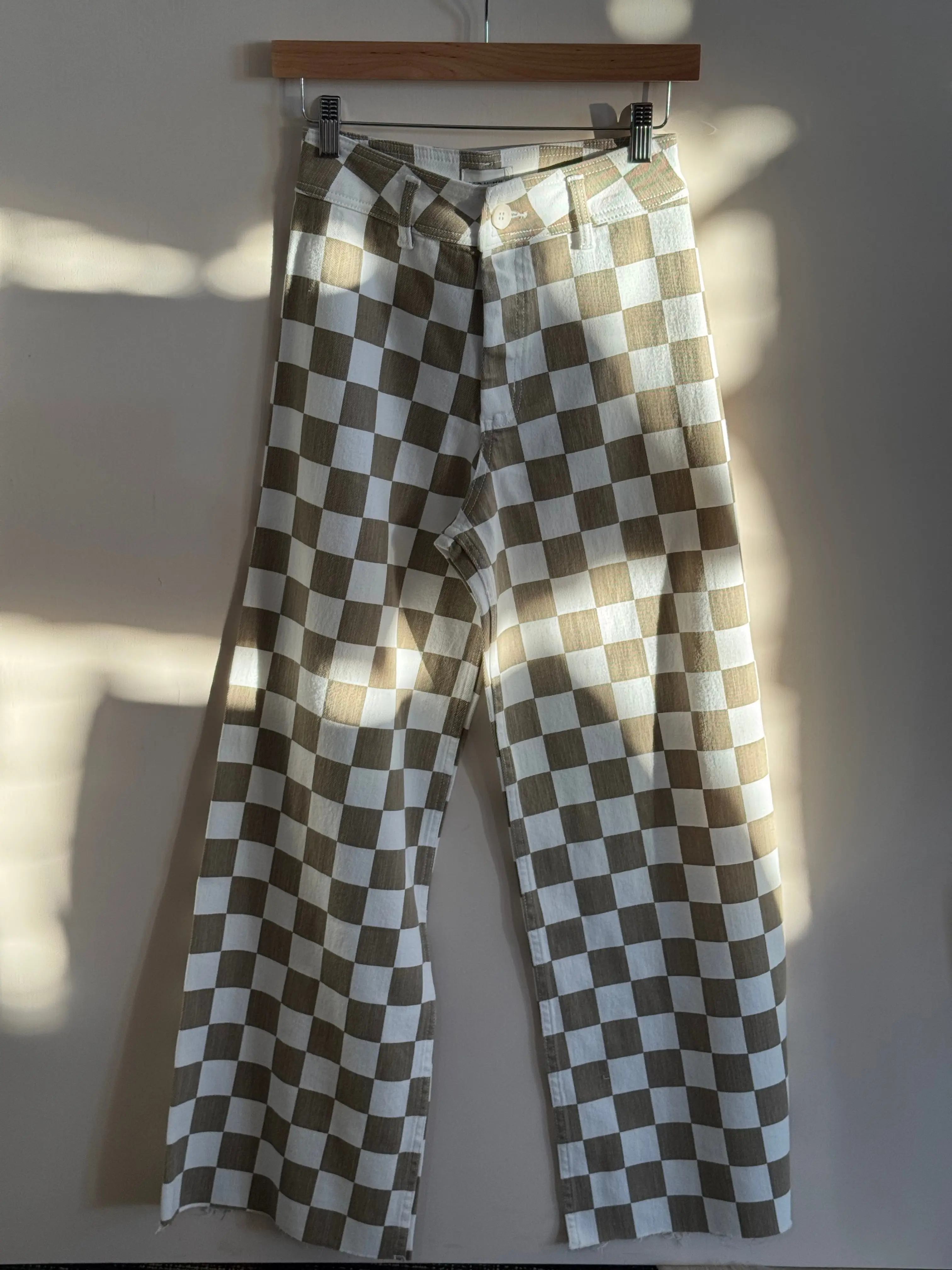 Miou Muse - Light Brown/White Checker Board Pants