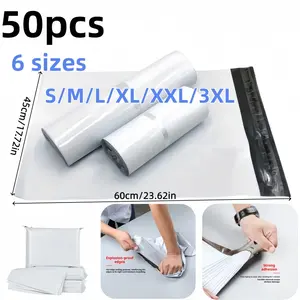 50 Mailing Bags, Postal Bags, Durable and Strong, Reinforced Edges, 6 Sizes for Envelopes, Clothing Packaging, Shipping Services