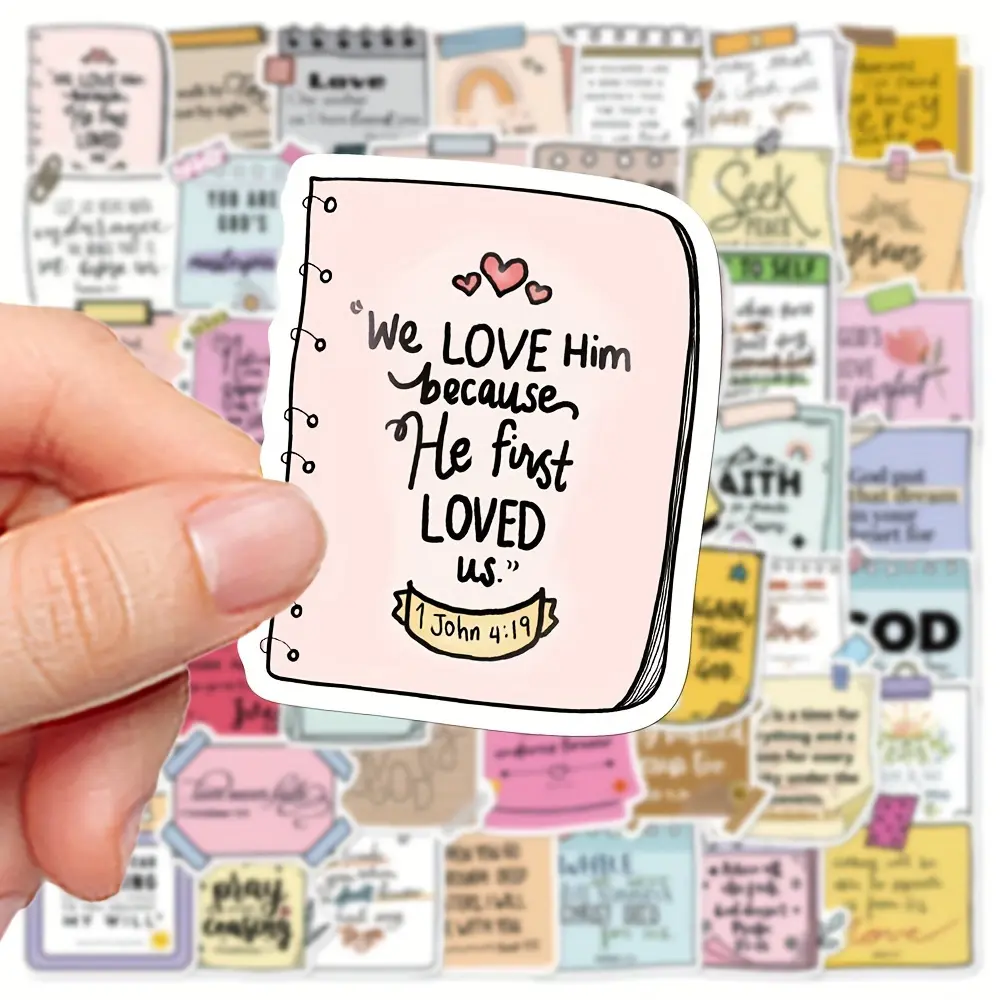 50 Bible-Inspired Sticky Notes, Waterproof Durable Aesthetic Decorative Stickers for Laptops Notebooks Phones, Perfect Christmas Thanksgiving Gifts