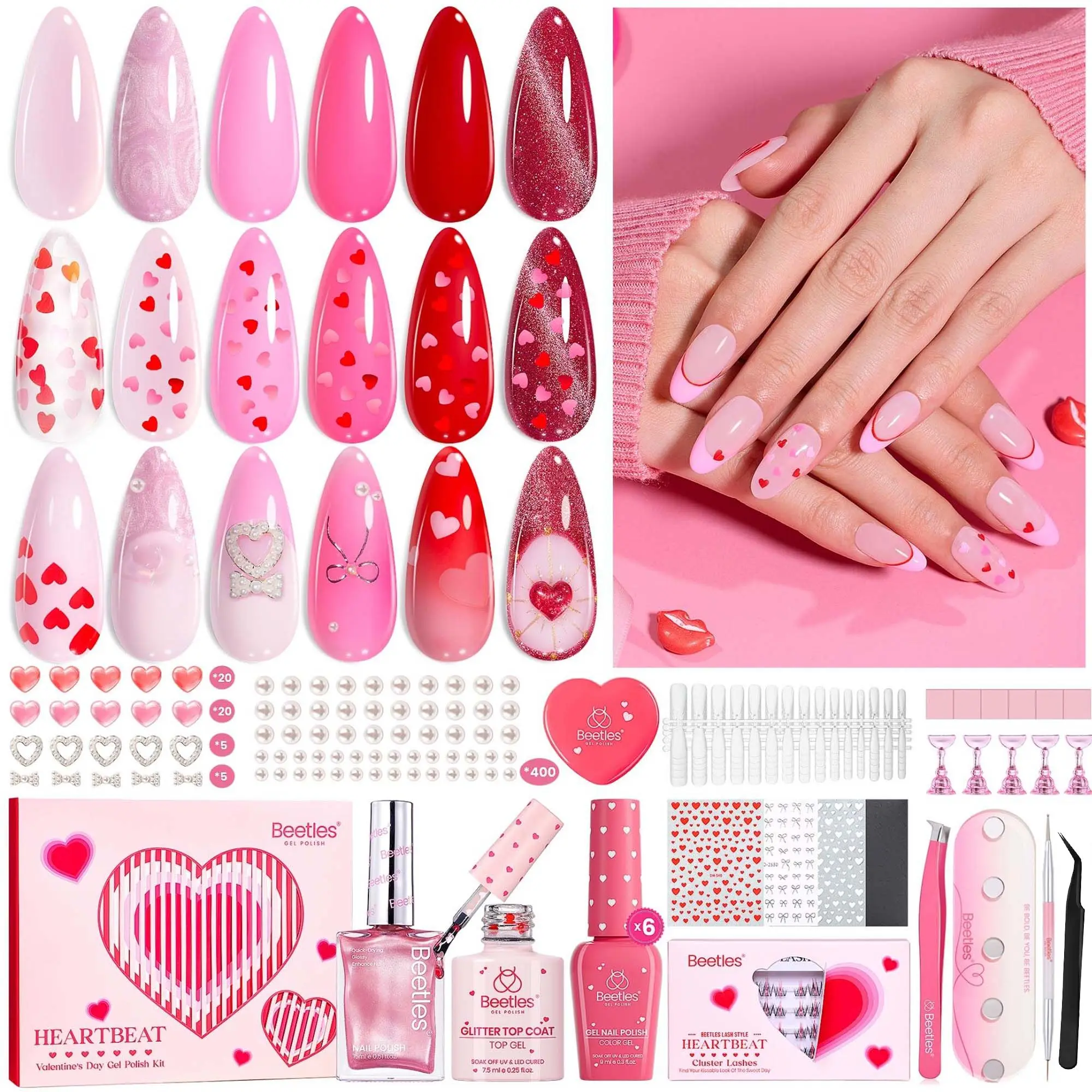 【Ideal Gift】Beetles HEARTBEAT Gel Nail Polish  Nail Art DIY Manicure Kit, Best Gift Choice for Women and Girls Cutics