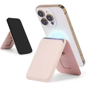 Phone cases for iPhone 17 16 15 14 13 12 series and MagSafe case MagSafe Wallet with Stand Magnetic Wallet for Phone Leather Magsafe Card Holder 1 Slot, Fit 2-5 Cards, Blank Pink White Brown Orange
