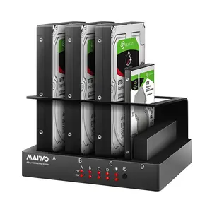 4 Bay Hard Drive Enclosure Storage Sata to USB 3.0 External Multi-Bay 2.5& 3.5 Inch HDD SDD Docking Station Hard Disk Box Multiplication