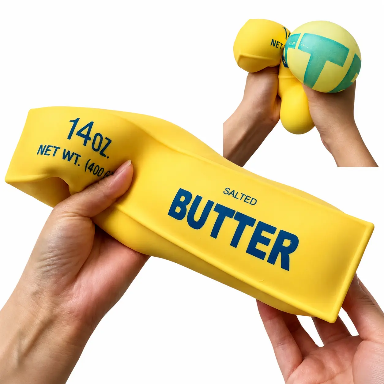 [Dealsforyou] Jumbo Butter-Shaped Decompression Squeeze Squishy, 14 oz (400 g), TPR Shell with Flour & Air Filling, 1 Piece, Sensory Fidget Relief Anxiety Reducing Ball, Funny Gift Collectible Desk Toy