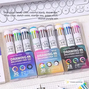 10-in-1 Color Ballpoint Pen, Artist drawing pen, with smooth 0.8mm bullet tip, 10 vibrant ink colors, easy color switching via roller button, soft grip, quick-drying ink for writing & drawing, ideal for school, art & daily notes