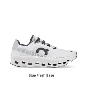 Lightweight Cushioned Running Shoes, White Breathable Mesh Upper, Chunky Hollowed-Out Midsole and Rocker Propulsion Design