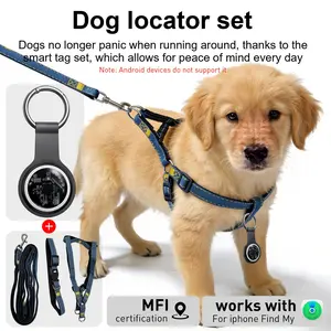 1PC Dog Harness Tracker Set (collar + Leash + Harness + Locator + Silicone Case), No Monthly Fee, Global Tracking, Supports Apple Find My iOS