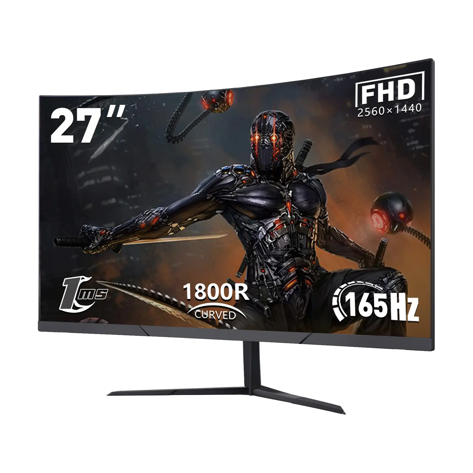 27" 2K QHD Gaming Monitor – 165Hz, 1ms, Adaptive Sync, Dual HDMI & DP, Ultra-Slim Bezel, Tilt Adjustable