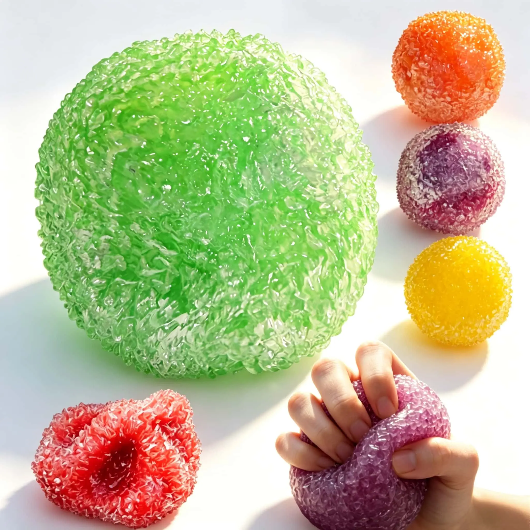 6cm Handmade Crystal Mochi Ball Squishies, Soft Stress Relief Fidget Toy, Sensory Anxiety ADHD Fidgets, Stress Relief Gadgets, Fun Teen Girl Gifts Soft Stress Relief Fidget Sensory Grippie Set for Relaxation and Gift Giving-MM
