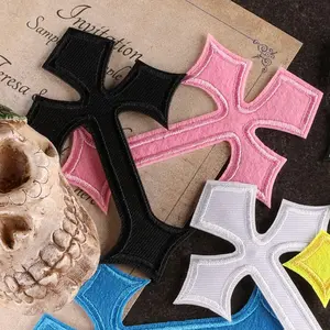 Cross Pattern Geometric Embroidery Design Iron on Patch, 10pcs/set Mini Meaningful Heat Transfer Sticker, DIY Decorative Sticker for Clothes, Jacket & Hat