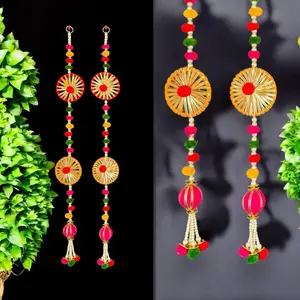 Elevate Your Space with Handmade Diwali Pompom Backdrop | 2 Strings, 3 Ft | Sacred Indian Decor ✨ Perfect for Festivals & Weddings