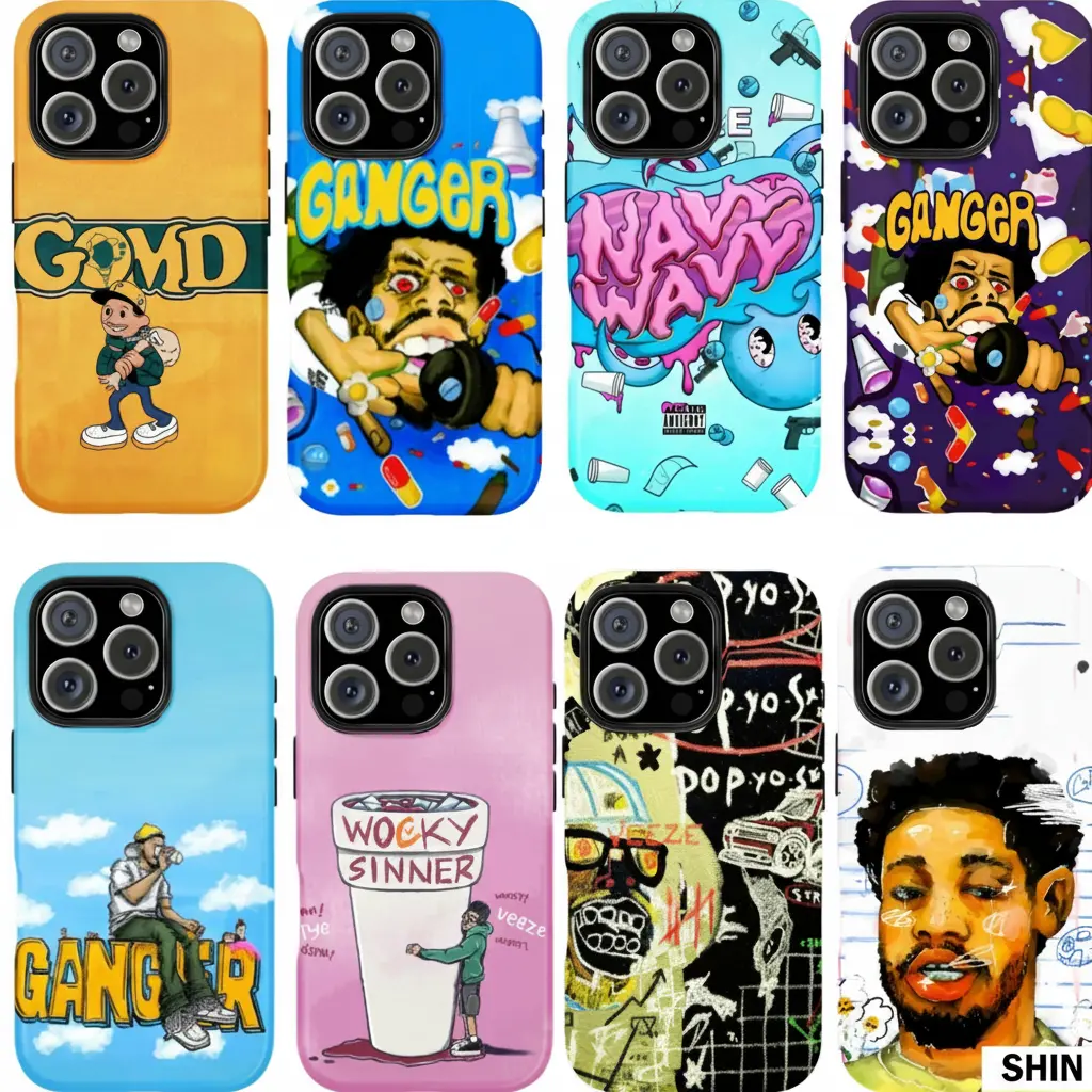 Veeze Hip Hop Smartphone Case (8 Styles) - 2025 GANGER Tour Dual-Layer Hard Polycarbonate+TPU Cover, Scratch-Safe Shell, Shockproof Resistance Handheld Accessory for iPhone 11-17, Samsung Galaxy Devices, Protector