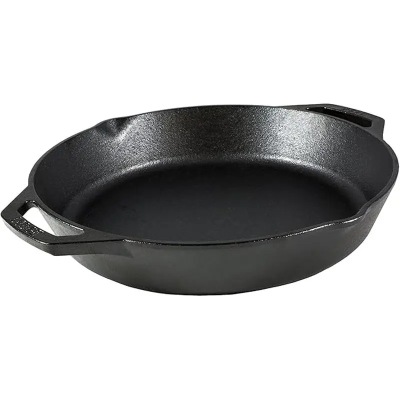 Lodge 12 Inch Pre-Seasoned Cast Iron Skillet Dual Assist Handles for Oven Stove Grill Campfire Black Non Stick Pan Cover Cookware