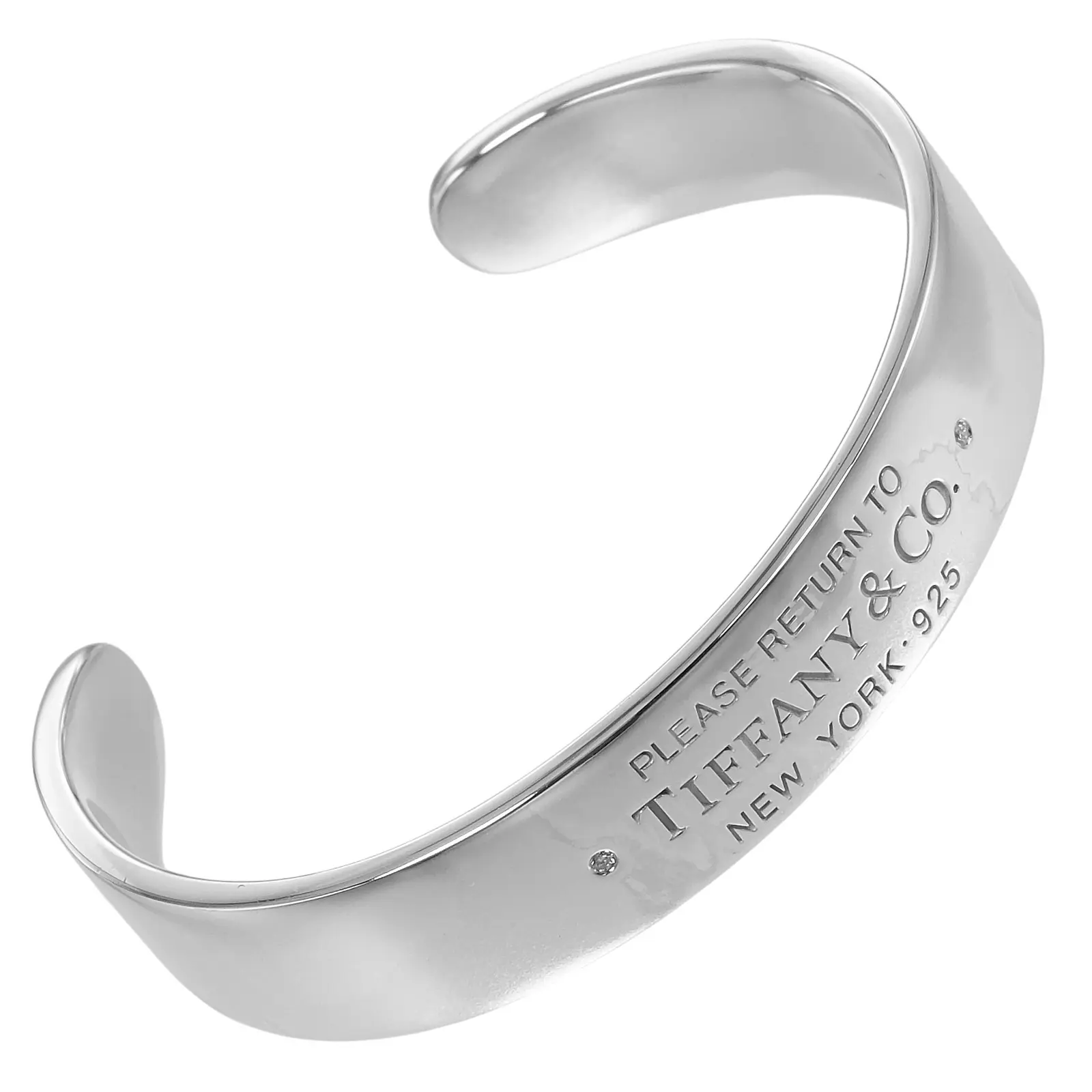 Pre-owned Tiffany & Co. Sterling Silver 925 (Ag925) Small Leather Goods Tiffany Return to Tiffany Silver 925 Diamond Bangle
