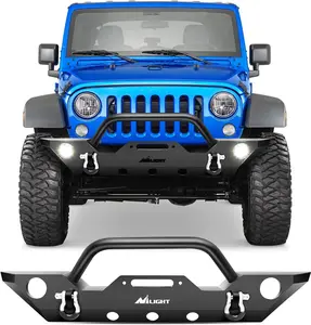 Nilight Front Bumper for 2007-2018 Jeep Wrangler JK/JKU Vehicle, Rock Crawler Design, Fog Light Holes, Winch Mount Plate, Durable Construction Car Accessory