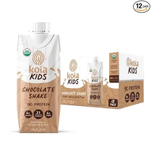 Koia Kids Plant Based Protein Shake, Ready to Drink, 9g Protein, 4g Low Sugar, 4g Fiber, 21 Vitamins & Minerals, Dairy-Free, Allergen-Free, Organic, Non-GMO, 8 Fl Oz (Pack of 12)