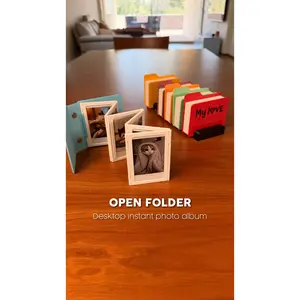 Open Folder Photo Album | 3D Printed Instax Mini Album | Retro Desktop Photo Holder | Magnetic Expandable Memory Folder