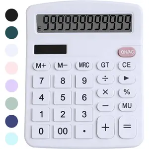 Office Desk Calculator, Cute Calculator for , Basic Calculators Desktop, Dual Power Simple Financial Calculator with Big Button Large Display for Office  and School (White)