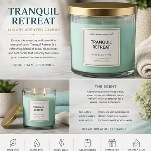 Tranquil Retreat Luxury Scented Candle Fresh, Calm & Restorative