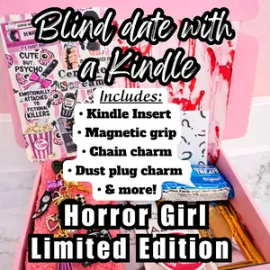 Horror Girl Limited Edition Blind Date with a Kindle Box Bundle | Includes Holographic Insert, Magnetic Grip, Dust Plug Charm, Hanging Chain Charm & More