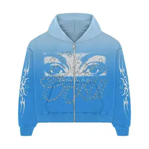 Y2K Harajuku Gothic zip-up hoodie for men and women, featuring an American letter print, loose unisex streetwear jacket for autumn/winter, casual trendy aesthetic, baggy polyester blend, cartoon print, zipper closure.