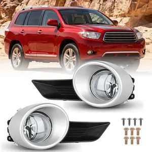 Nilight Fog Lights Assembly Compatible with 2008 2009 2010 2011 Toyota Highlander Left Driver and Right Passenger Side Clear Lens w/H11 12V 55W Bulbs Vehicle, Car Light