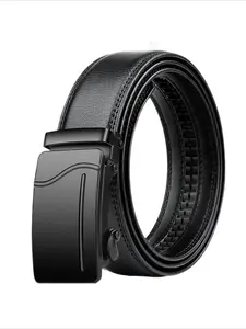 Unisex PU Leather Belts with Black Alloy Automatic Buckle - Perfect for Business & Casual Wear