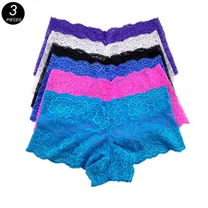 3pcs M-XXXL Underwear Silk Women Transparent Panties Shorts Ladies Lingerie