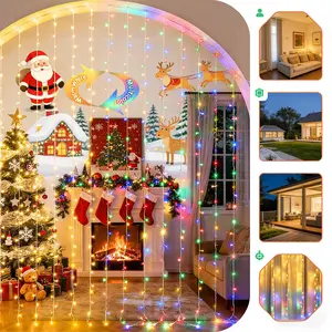 9.8FT Hanging USB Powered 300 LED Curtain String Lights,Waterproof Decorative Ambient Fairy Lights LED String Light with 8 Lighting Modes Home Decor For Girls Bedroom Wall Background Window Outdoor Christmas Party Wedding Prince Room Furniture Decorations